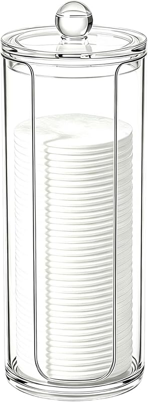 Suporte dispensador BBDOU para discos de algodão com tampa transparente, 16 oz