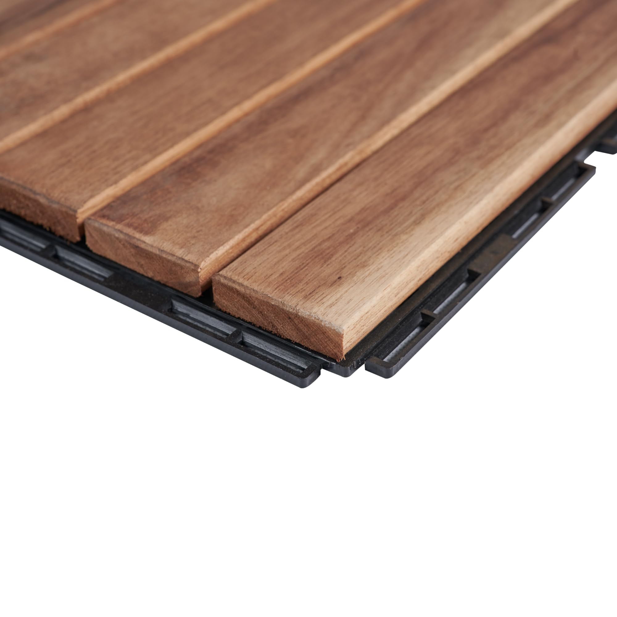 casa.pro Set de 10 Dalles en Bois avec 6 Lattes Décoratives Carreaux à Clipser Résistants pour Terrasse Balcon Jardin Sauna Piscine Bois d'Acacia Surface Totale 0,9 m² Naturel