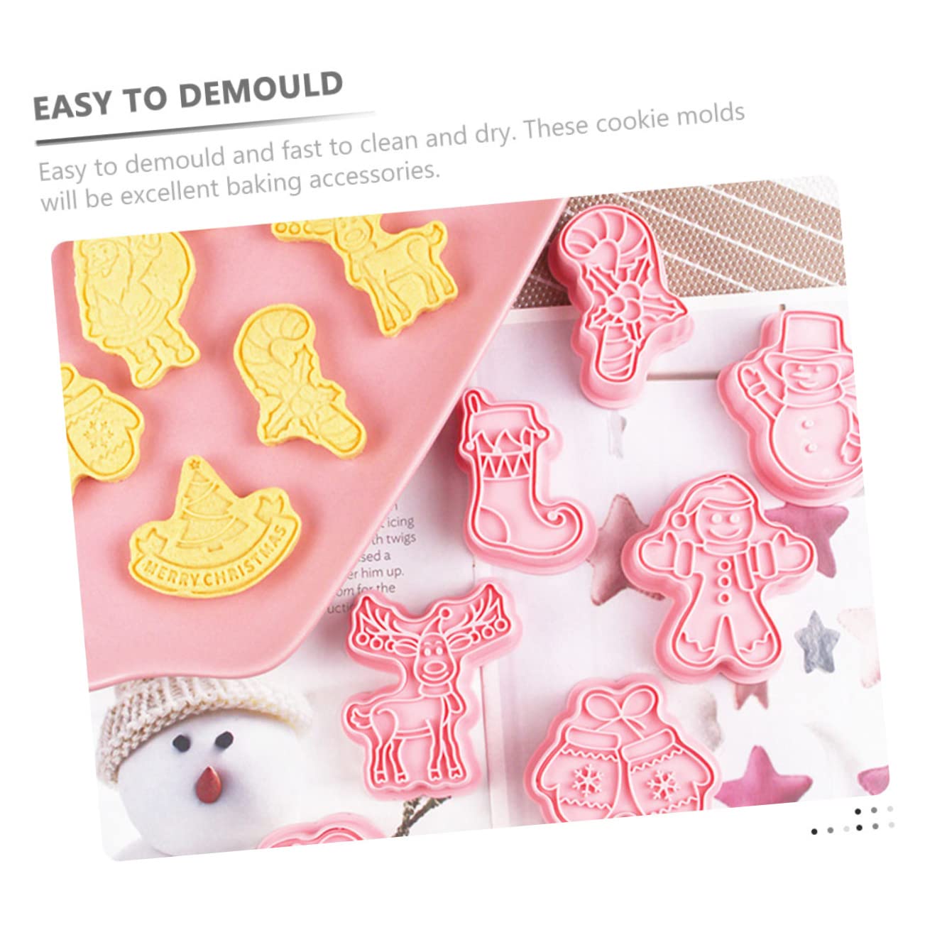 IMIKEYA 5 Sätze Keksform Kleine Keksausstecher Gummiartig Fallen Ausstechformen Dinosaurier-ausstechformen Urlaub Weihnachten Schneeflockenplätzchen Lebkuchen Bausatz Pp Rosa 8 Stück * 5
