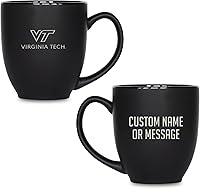 Vista 110 de Rico Industries NCAA Primary - Taza personalizada de 15 onzas, color negro mate, para bebidas calientes o frías Tigres del Estado de Aplastar