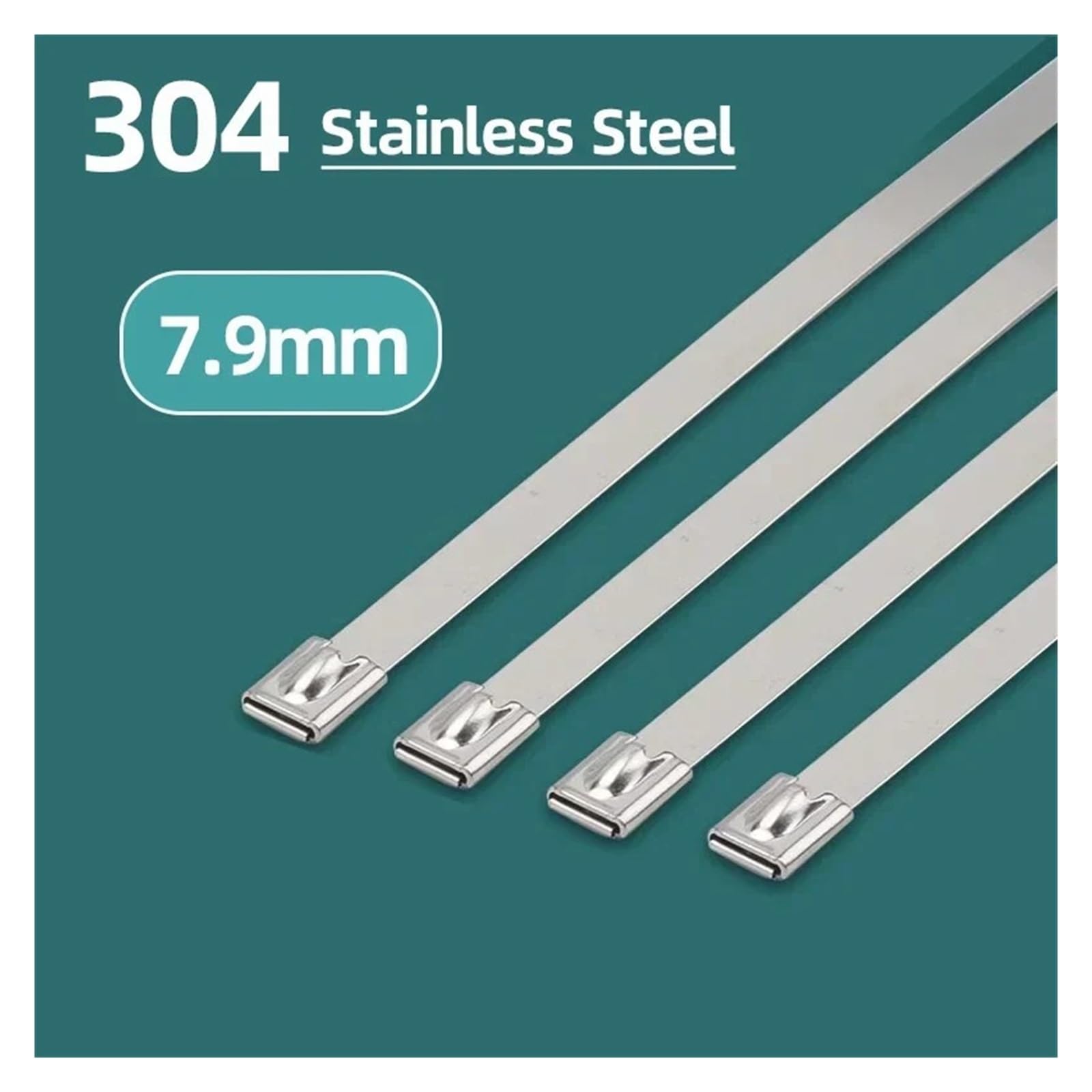 Bridas Metalicas Bridas for cables de Metal acero inoxidable, 100 Uds., 7,9mm, 100-1000mm, bloqueo escape, bridas for multifuncionales con cremallera(7.9x700mm)