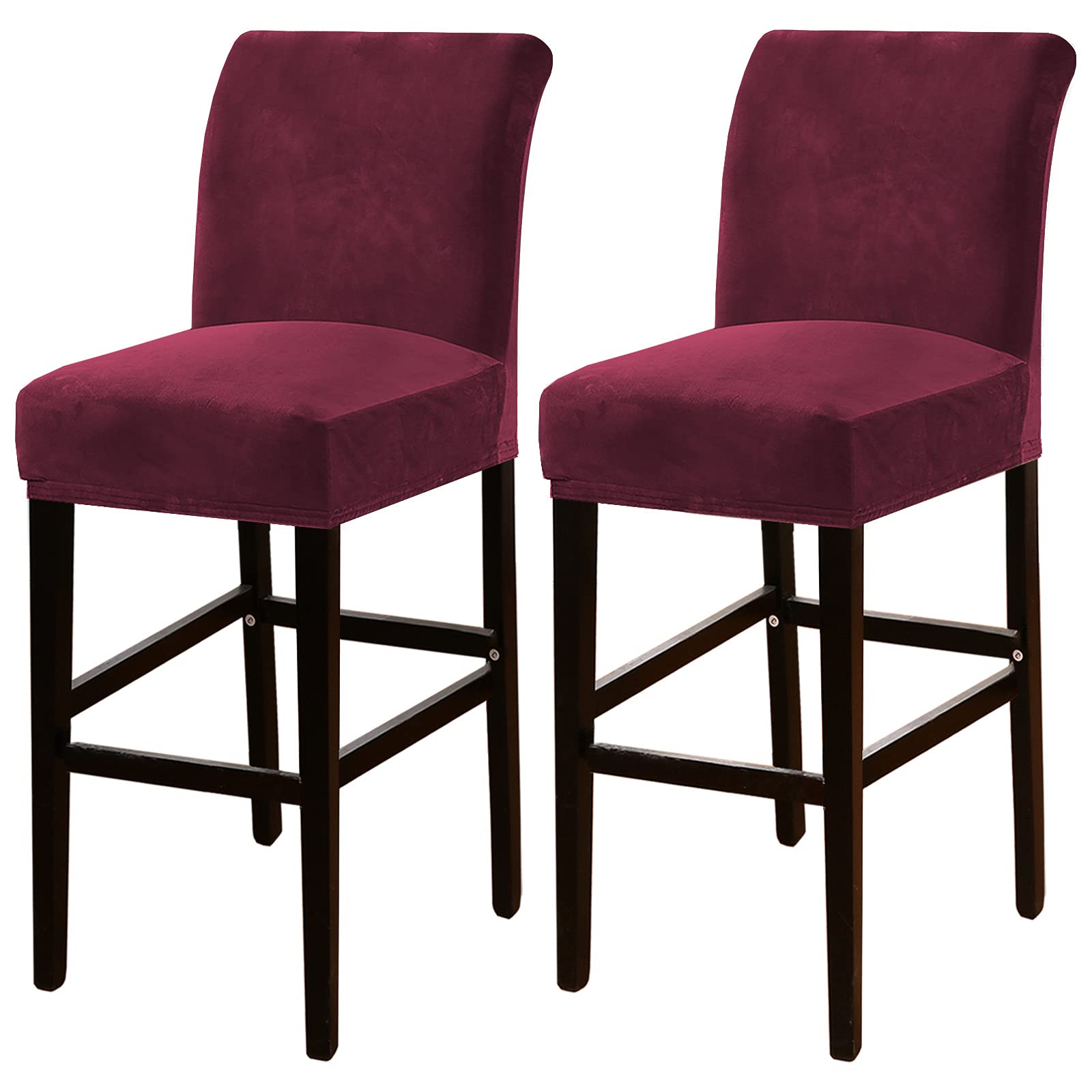 Housses de chaise extensibles velours rouge vin - Protections amovibles salle a manger