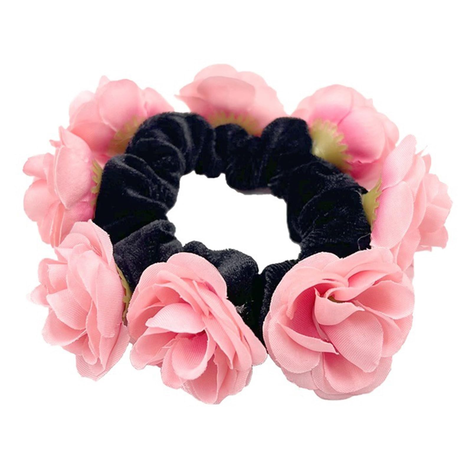 X-Institute Large Artificial Flower Scrunchies For Women Elastic Hair Scrunchy Bobbles Ponytail Holder Fashion French Hairband Bobbles Hair Scrunchies For Women