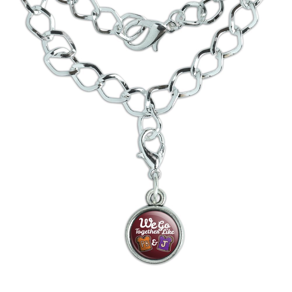 GRAPHICS & MORE Peanut Butter and Jelly Together PB&J Best Friends Silver Plated Bracelet with Antiqued Charm