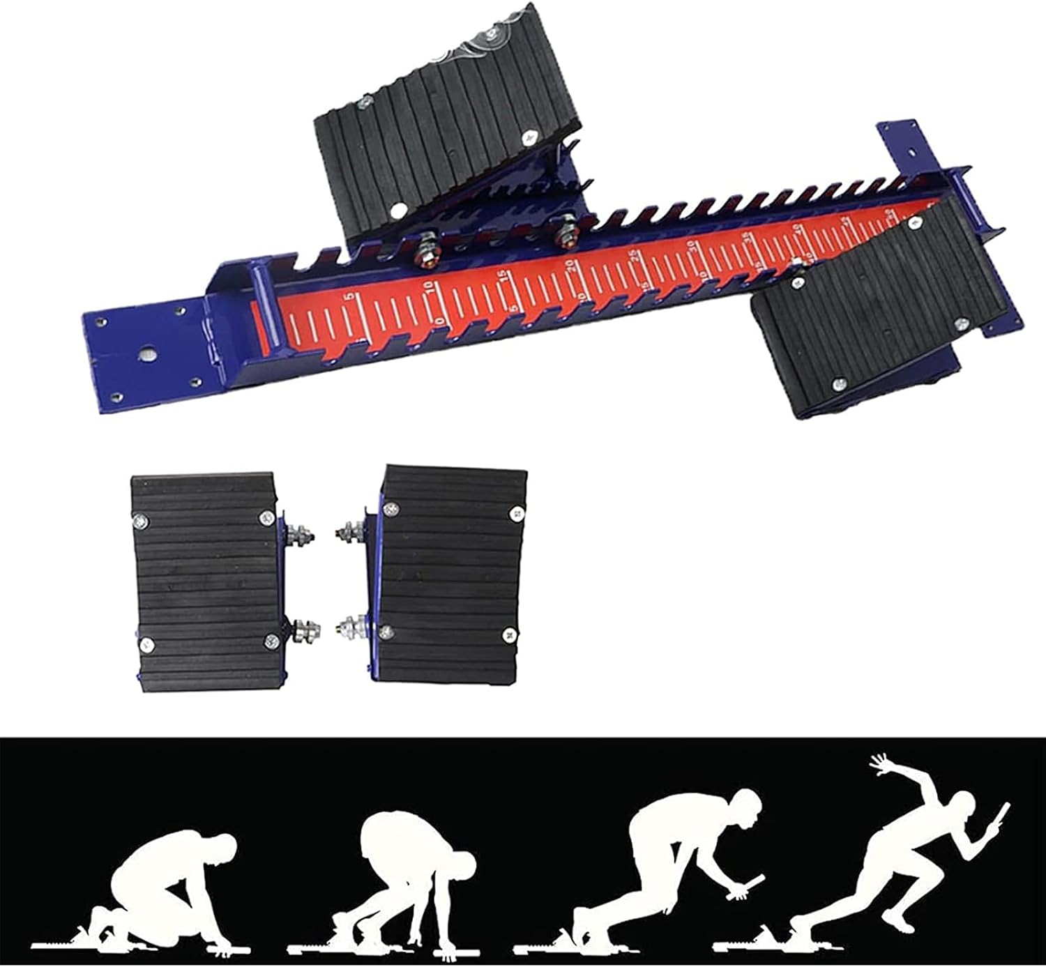 Track Field Starting Block, Competition Specific Sprint Training Device, 6 Pedal Angles Can Be Adjusted: 15°, 25°, 35°, 45°, 55° and 65°, for Schools, Stadiums, Sports Fields, Training Fields