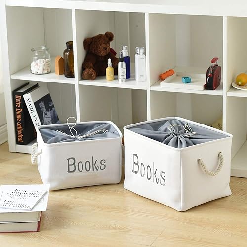 Miniatura 7 de INough Cesta de libros para habitación de niños, cesta de almacenamiento de libros, organizador de libros para cuarto de bebé, aula, biblioteca,