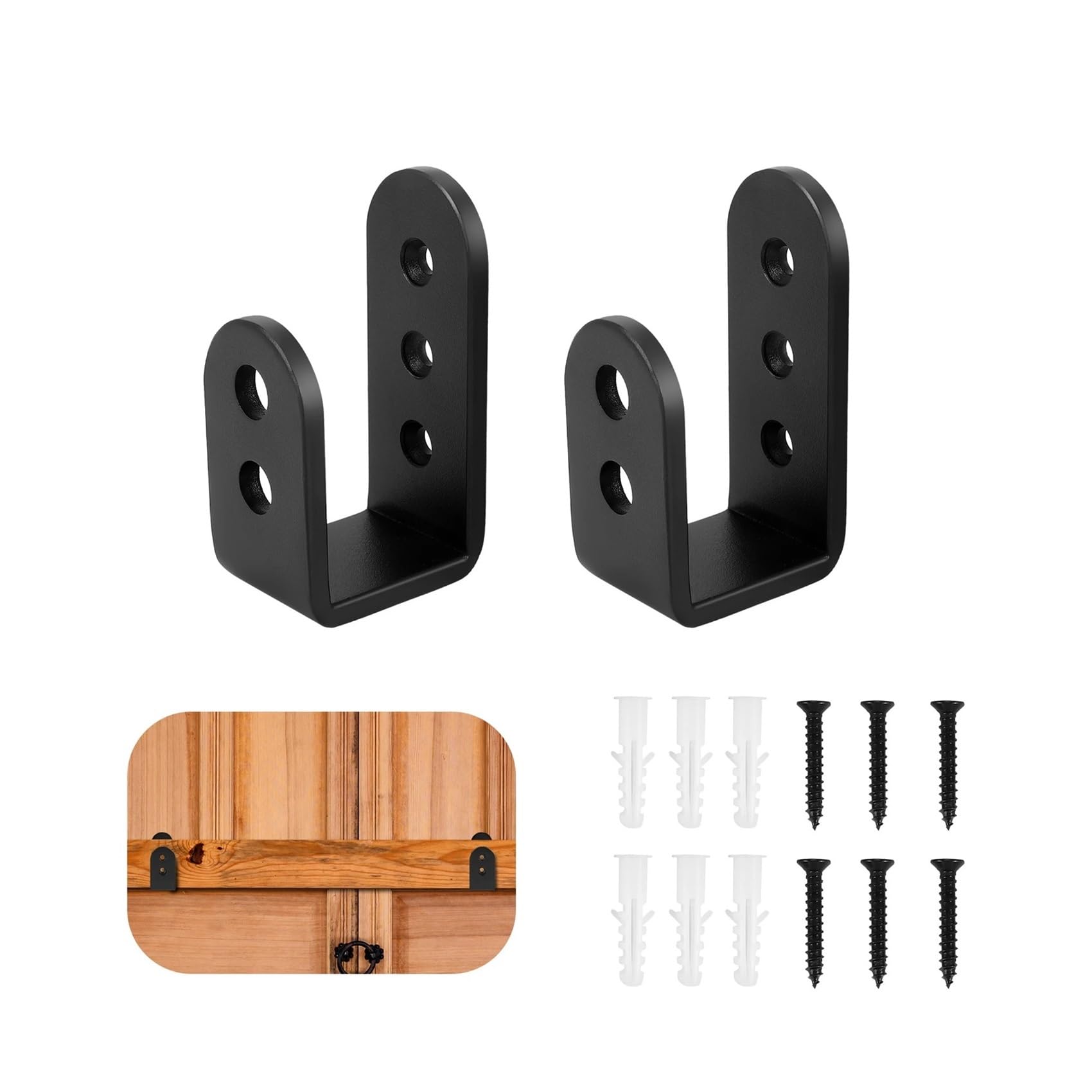 Paquete de 2 Soportes en U for Barricada de Puerta, Soportes de Puerta de Seguridad de Barra Abierta for el hogar, Refuerzo de Puerta de Garaje Que se Adapta a Tablas de 2x4