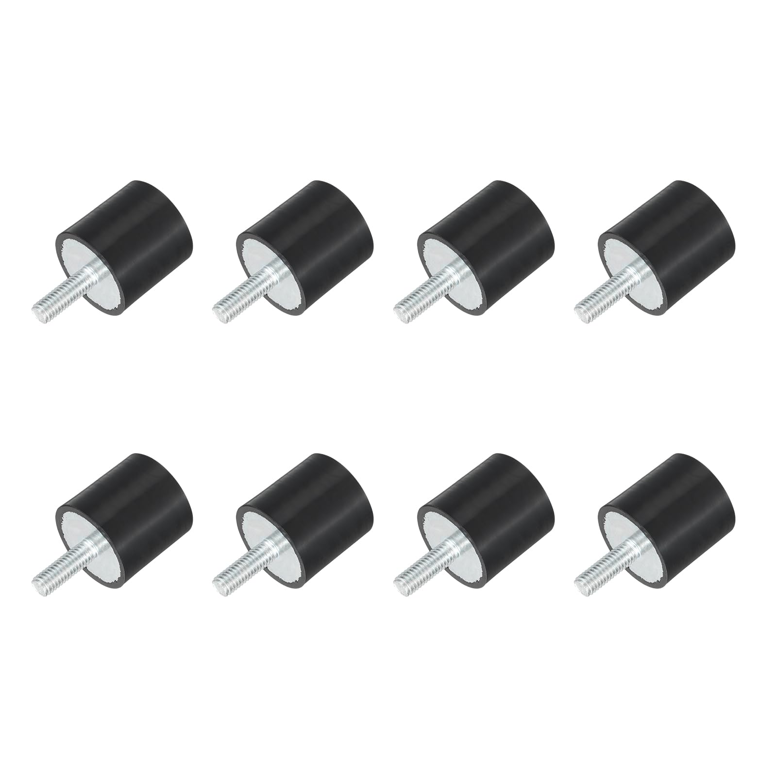 QUARKZMAN Supports en Caoutchouc Filetés M6, Isolateurs de Vibration, Amortisseurs Cylindriques avec Tiges 25 x 25mm 8 Pièces