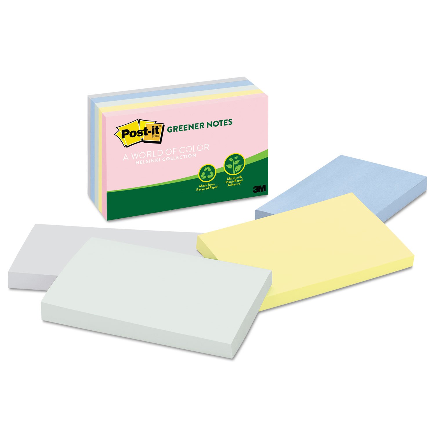 Post-it 655RPA Post-it Notes,Recycled,3-Inch x5-Inch,5/PK,AST Helsinki