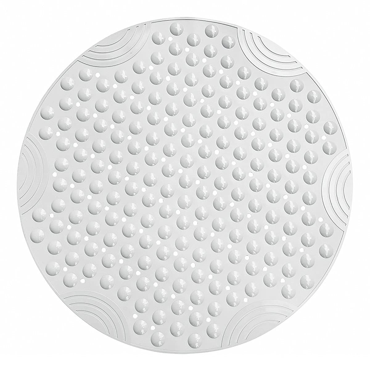 BathsafeRound Shape Shower Mat Extra Grip Suction Non Slip Bathroom Mat Luxury Durable and Thicken Bath Mat Can be Cut Design for Disability Old Kids Eusure Safe Showering,65x65CM,White