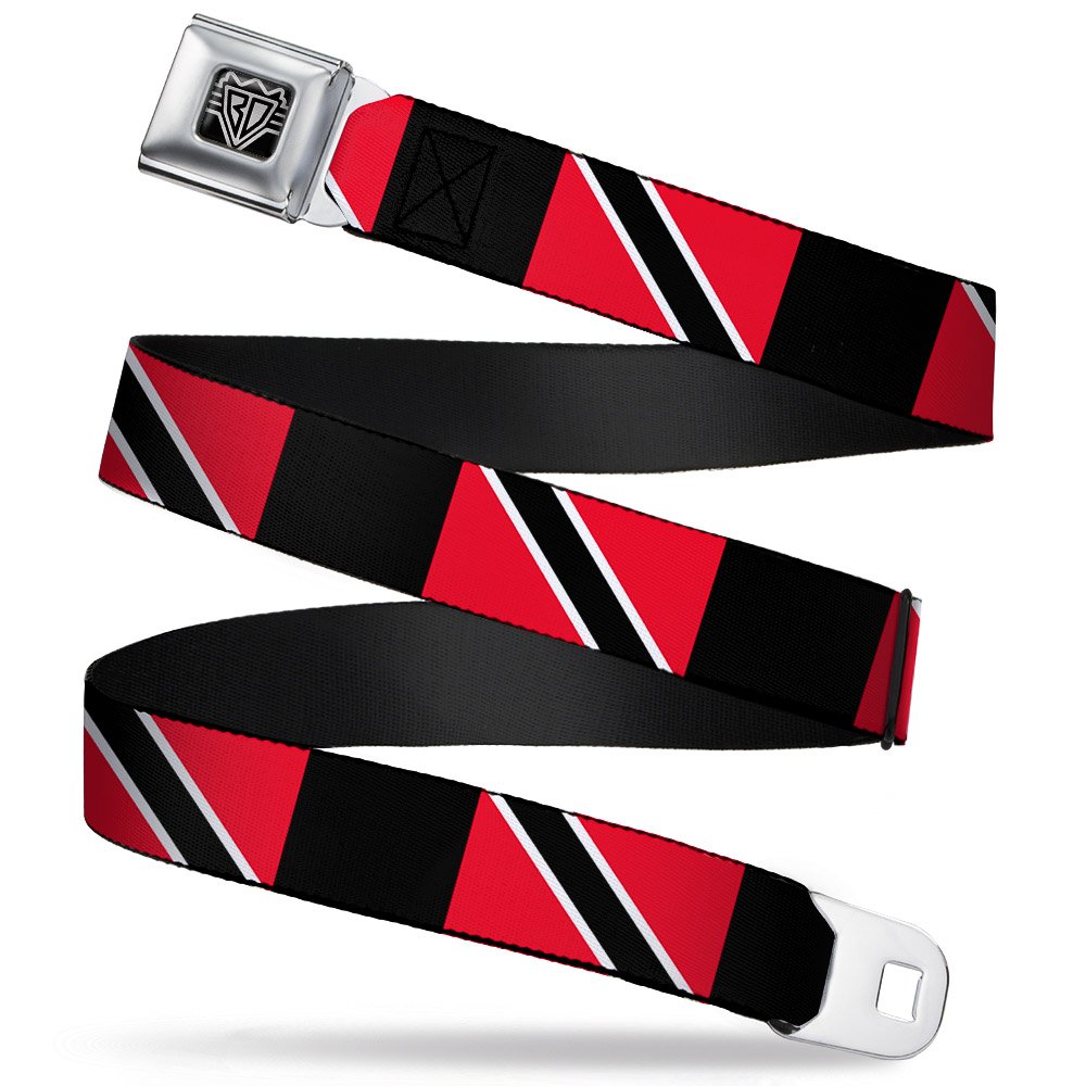 Buckle-Down Unisex Kids Multicolor Seatbelt Belt - Trinidad & Tobago Flags/Black Block - 1.0" Wide - 20-36 Inches In Length, 1.0" Wide - 20-36" In Length