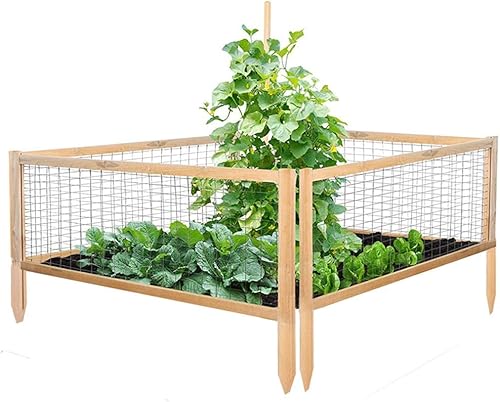 SUNCROWN Valla de madera para cama de jardín al aire libre marco de maceta para verduras frutas hierbas paquete de 4 447 x 236 pulgadas