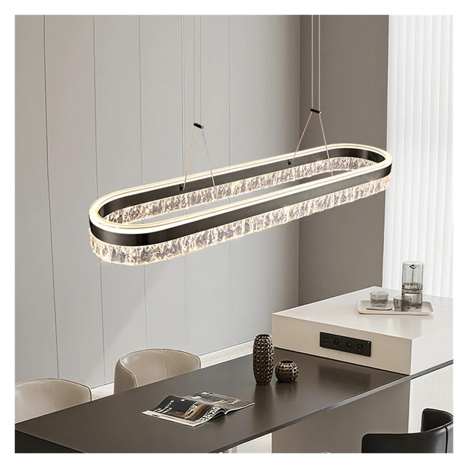 Generico Moderno ristorante lungo lampadario di cristallo decorazione della casa luci soggiorno tavolo da pranzo lampada a sospensione apparecchi illuminazione for interni,lampadario