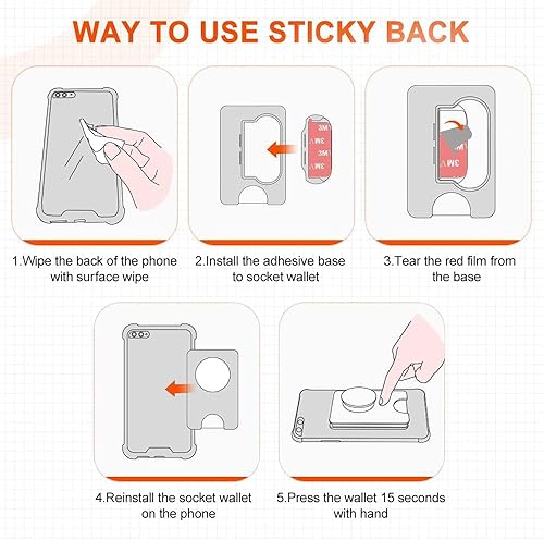Miniatura 6 de 3 piezas de base adhesiva para cartera Pops + tiras adhesivas desmontables de piezas de repuesto para cartera de enchufe Plus y cartera con 3 cintas