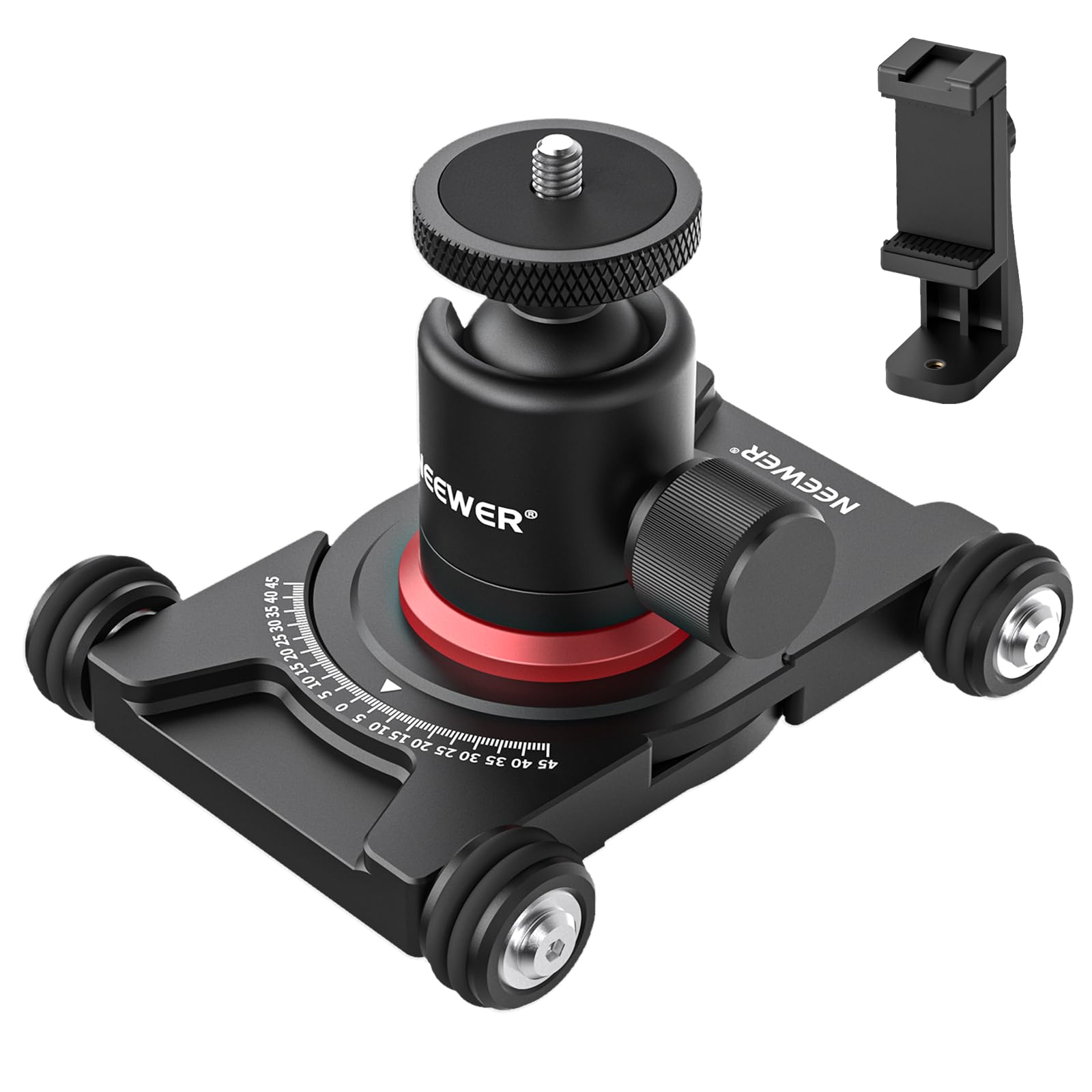 NEEWER Camera Slider Dolly with Ball Head & Phone Clamp,4 Wheeled Tabletop Dolly Manual Skater with 360° Panorama Compat