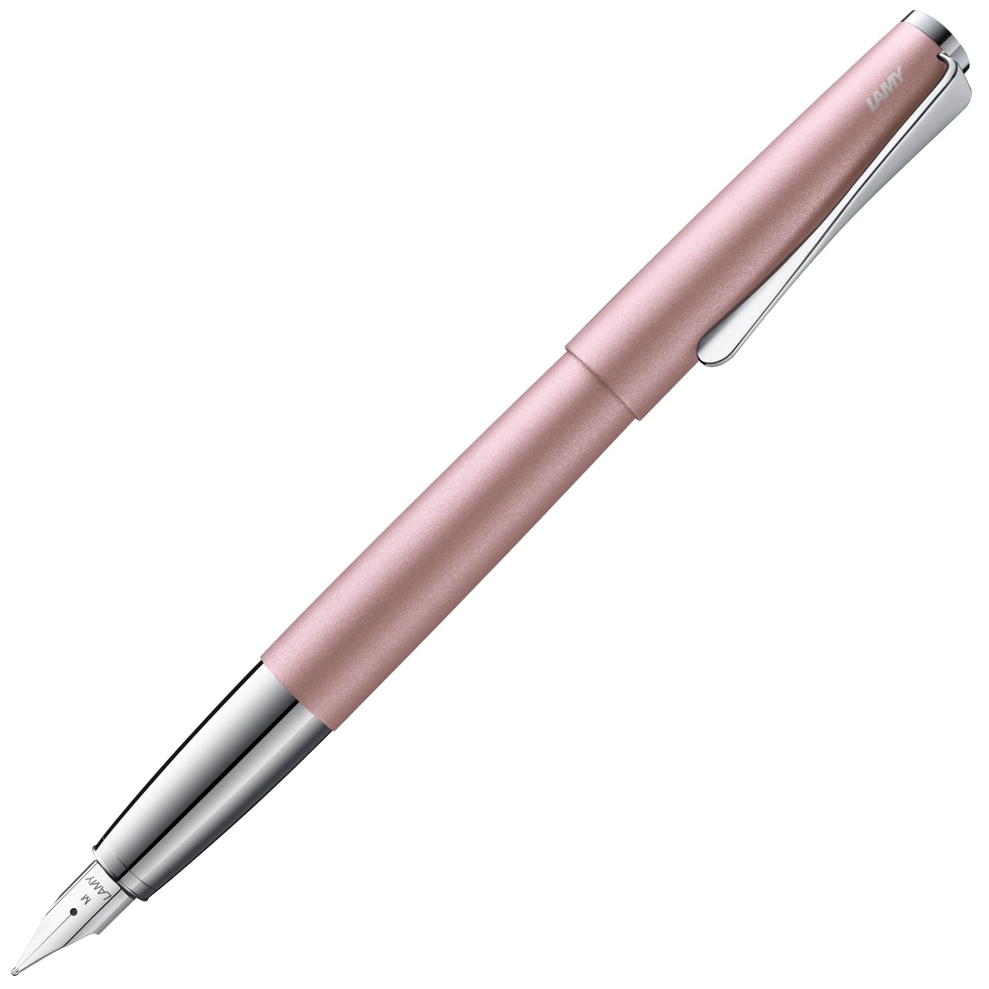 Lamy studio rose matt Füller in Strichbreite M | Lamy Füller in elegantem Gehäuse aus Ganzmetall – mit propellerförmigem Clip & Stahlfeder – inkl. Tintenpatrone T 10 blau