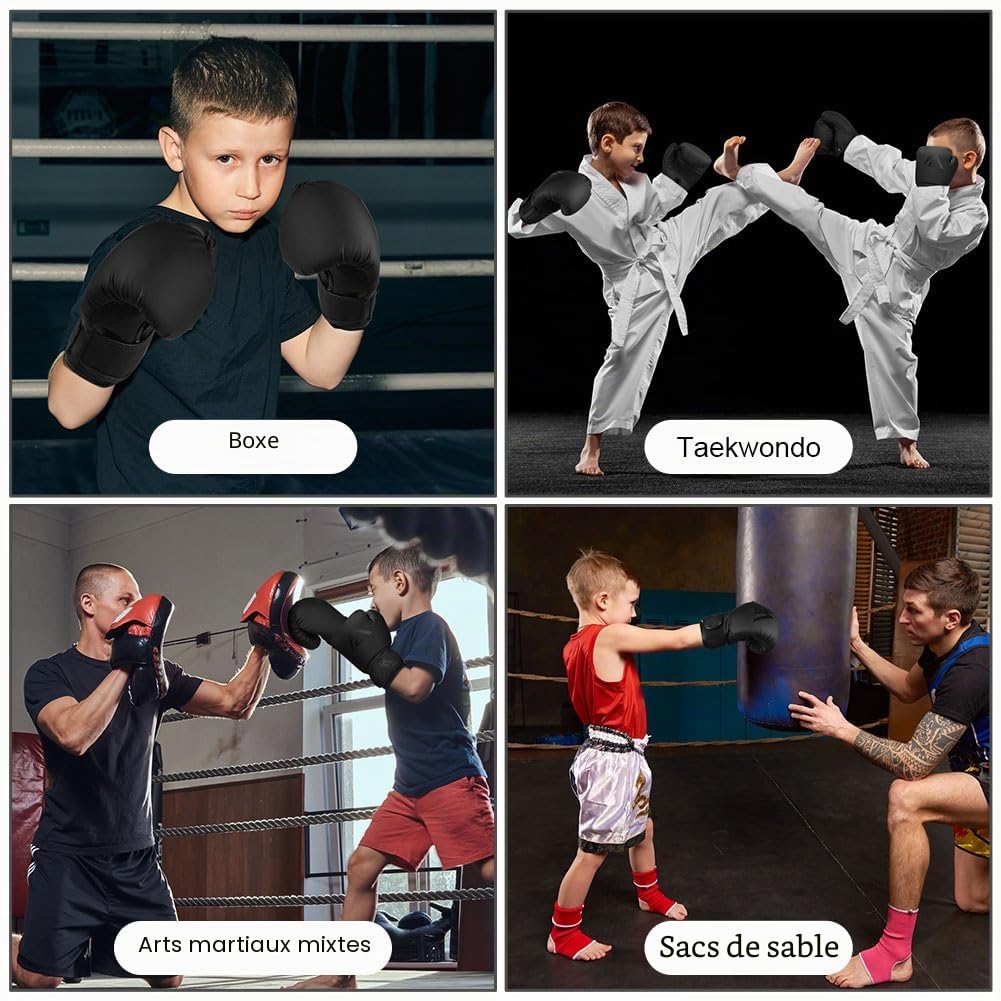 Flintronic Gants de Boxe pour Enfants, Gants d'entraînement de Boxe, Gant Boxe Homme & Femmes, Gants de Boxe Réglables pour Arts Martiaux, MMA, Muay Thai, Kickboxing, Sac de Frappe (âgés 3-10 Ans)