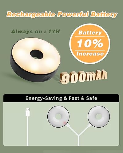 Miniatura 4 de Luces de disco con control remoto, luces para debajo del gabinete, luces de armario con batería de 1600 mAh, paquete de 6, iluminación magnética