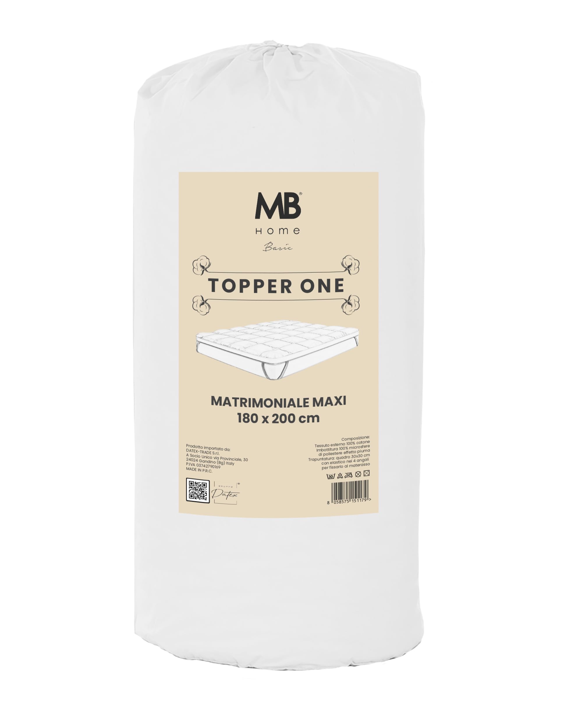 Topper Trapuntato Con Elastici - Matrimoniale Maxi 180x200 Cm, Bianco, Morbido - Foto 7