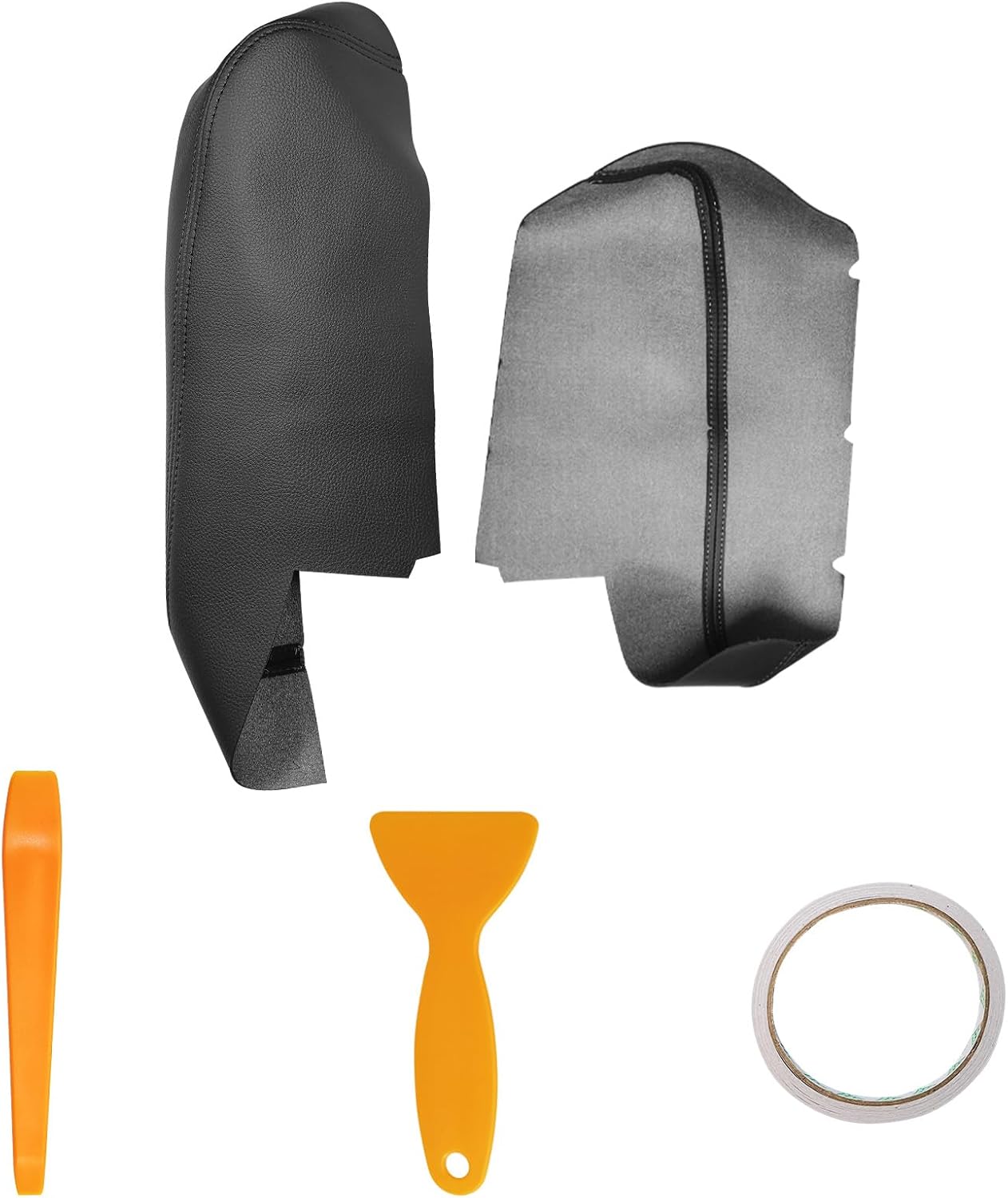 QianBao 2PCS Front Door Armrest Leather Cover Replacement for Honda Ridgeline 2006-2014, DIY Left & Right Door Panel with Installation Tool Black