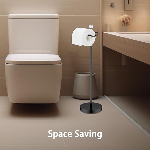 Miniatura 9 de Soporte de papel higiénico (con función de reserva) Soporte de papel higiénico independiente para baño, altura total de 24.4 pulgadas con acabado de