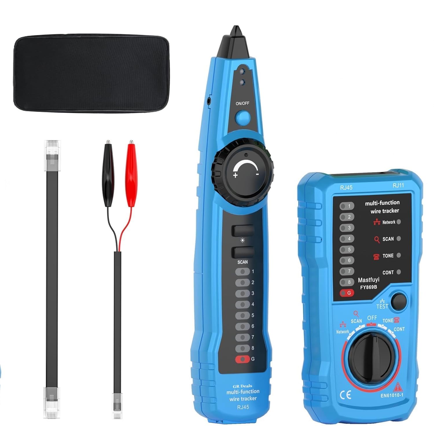 Network Cable Tester & Tone Generator Kit | RJ45 RJ11 Ethernet Tracer | Digital Signal Wire Finder with Probe | Cat5 Cat6 LAN Network Maintenance & Telephone Line Tester - Blue-image-8