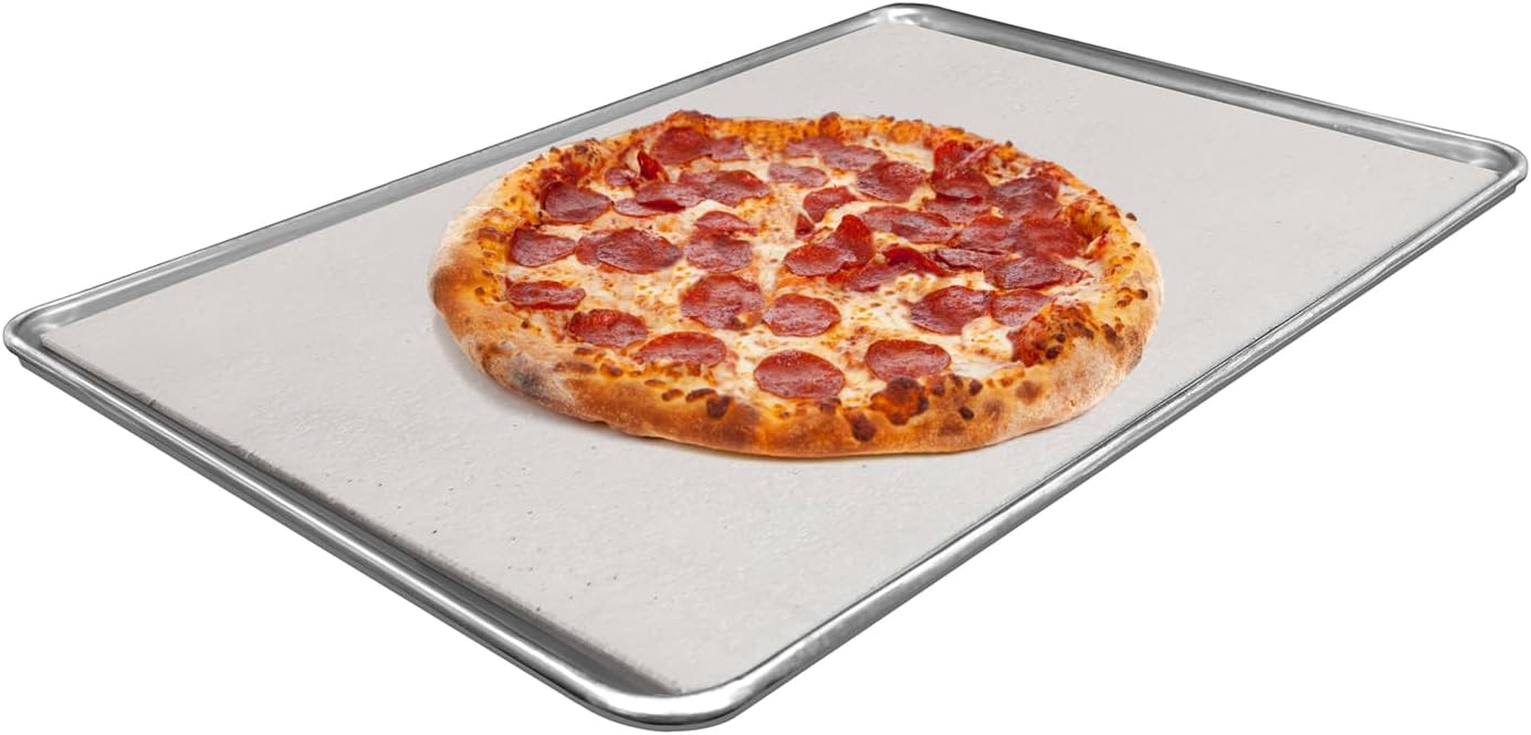 FibraMent® Premium 21-3/4" x 15-3/4" Rectangle Pizza Stone with Flame Diverter for Oven or Grill – Compatible with Weber, Napoleon, Broil King Grills and More– Ranked ‘BEST OVERALL PIZZA STONE’