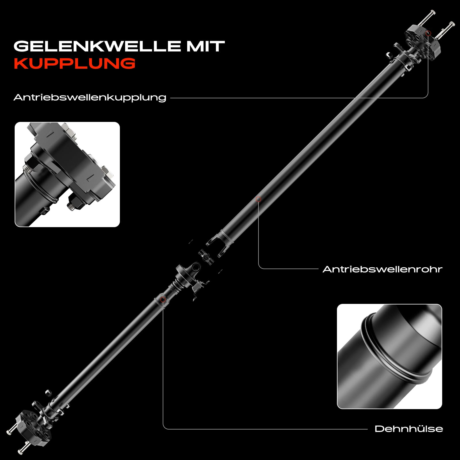 Frankberg Kardanwelle Antriebswelle Hinten Kompatibel mit 3er Touring E46 320d 3er E46 320d 3er Compact E46 320td 3er Cabriolet E46 320Cd 3er Coupe E46 320Cd Replace# 7523929