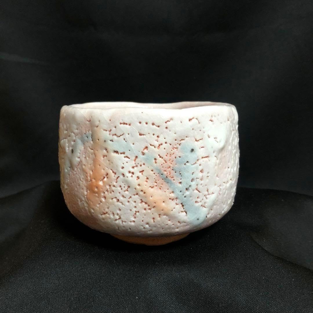 志野 茶碗 抹茶碗 加藤健 共箱 共布 栞 源九郎窯 ※海外発送