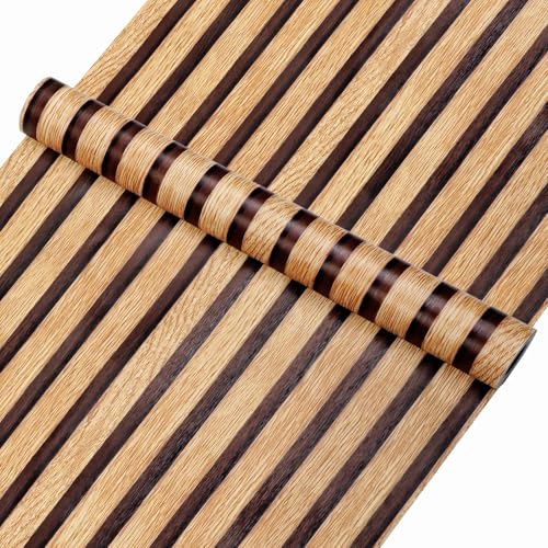 Walwall 壁紙 シール はがせる リメイクシート リブウッド スラットウォール 防水 木目調 のり付き DIYシート 透けない ウォールステッカー おしゃれ 壁 家具用 10m wallpaper