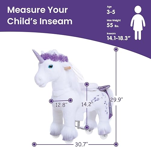 Miniatura 3 de PonyCycle Juguetes de unicornio para montar a caballo blanco y morado Premium Modelo X Unicornio sin batería sin electricidad Mecánico Giddy Up Pony