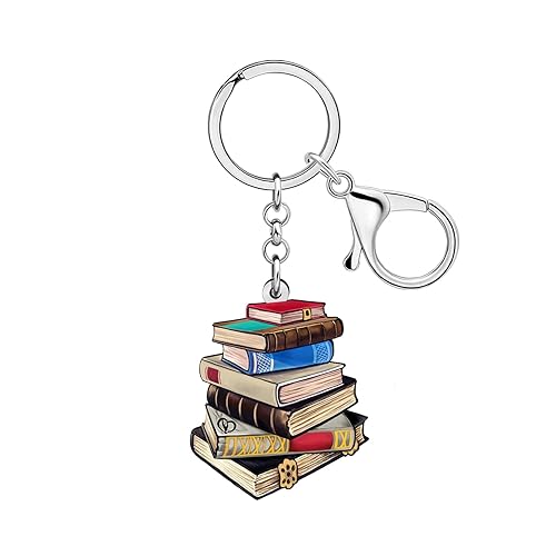 Acrylic Vintage Book Stack Keychains Car Keys Wallet Keychain Teacher
