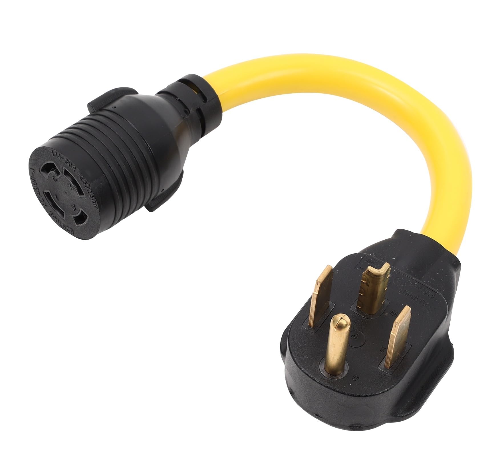 ONETAK NEMA 14-30P to L14-30R ETL Listed 120V/240V 30 Amp 4 Prong Male Plug to Twist Lock 4 Prong Female Outlet Receptacle Welder Generator Dryer EV Charger Power Cord Adapter Adaptor