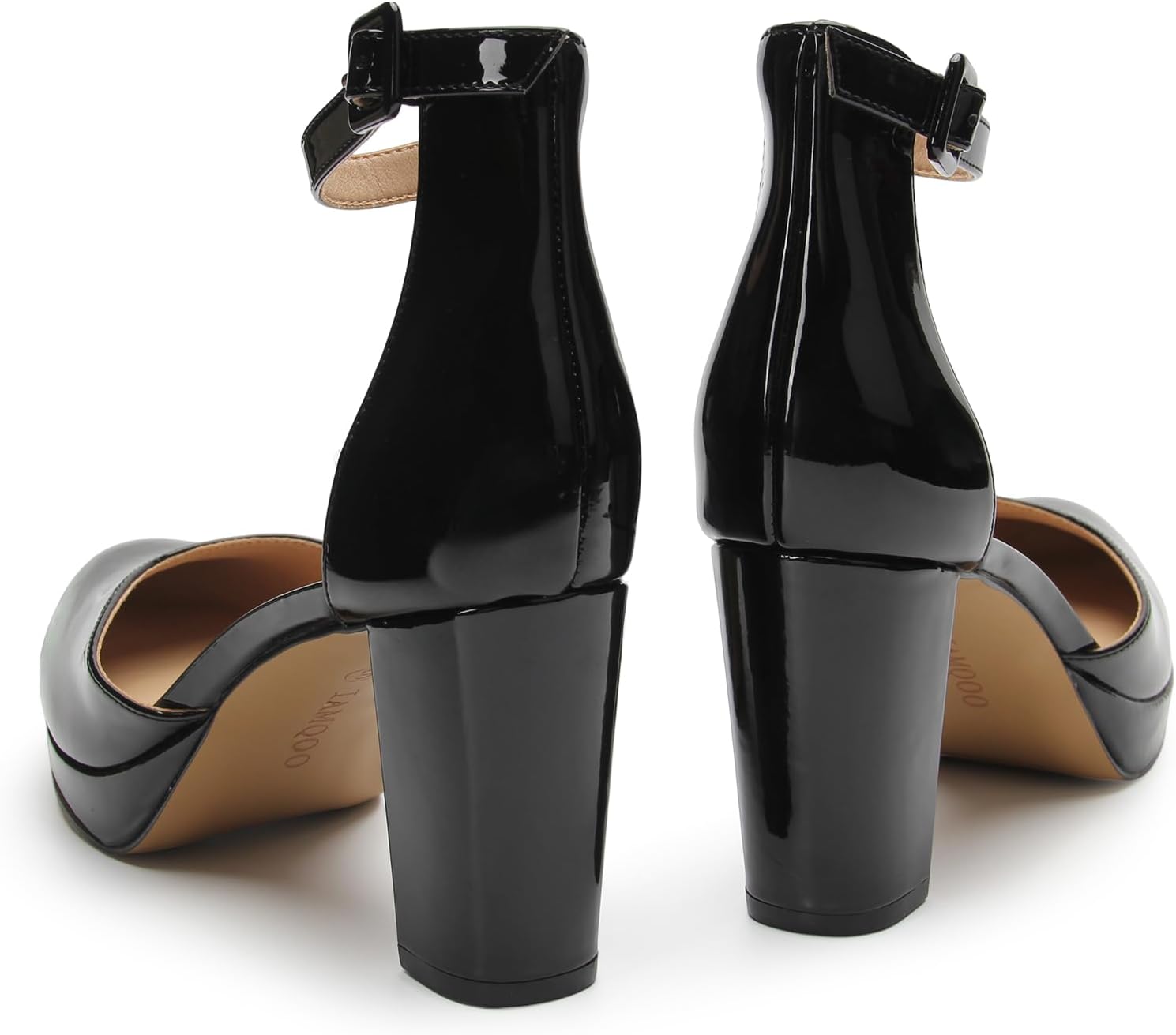 Women's Pumps, 3.2 Inch Low Closed Toe Heels,Chunky Heels for Women with Ankle Strap, Soft Dressy Shoes for Office,Wedding, Party