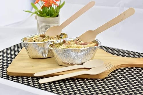 Miniatura 8 de Gmark - Juego de 100 cubiertos de madera desechables - Utensilios biodegradables - 40 tenedores, 40 cucharas y 20 cuchillos - Fiestas, eventos,