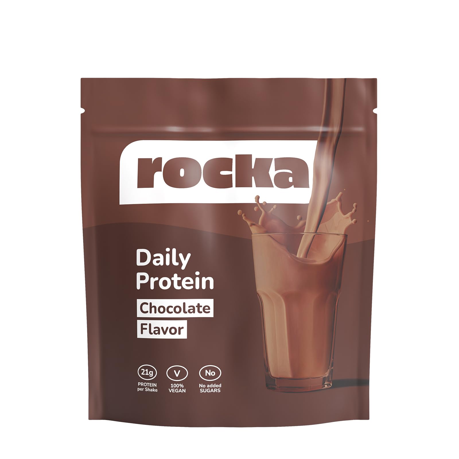 Rocka Nutrition Daily Protein veganes Proteinpulver | Pflanzliches Protein Pulver mit 21 g Protein pro Portion | Perfekt als Shake, im Porridge & für deine Lieblingsrezepte (1 kg, Chocolate)