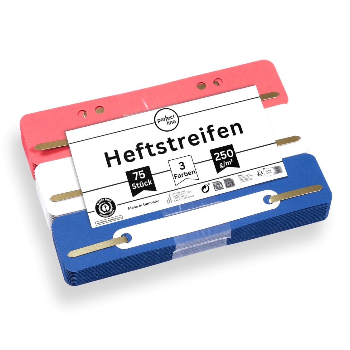 Lot 250 Cartes De Présentation Flèche Multicolores – Carton Recyclé 180 G/m², Format 24x10,5 Cm, Made In Germany Bleu Ange