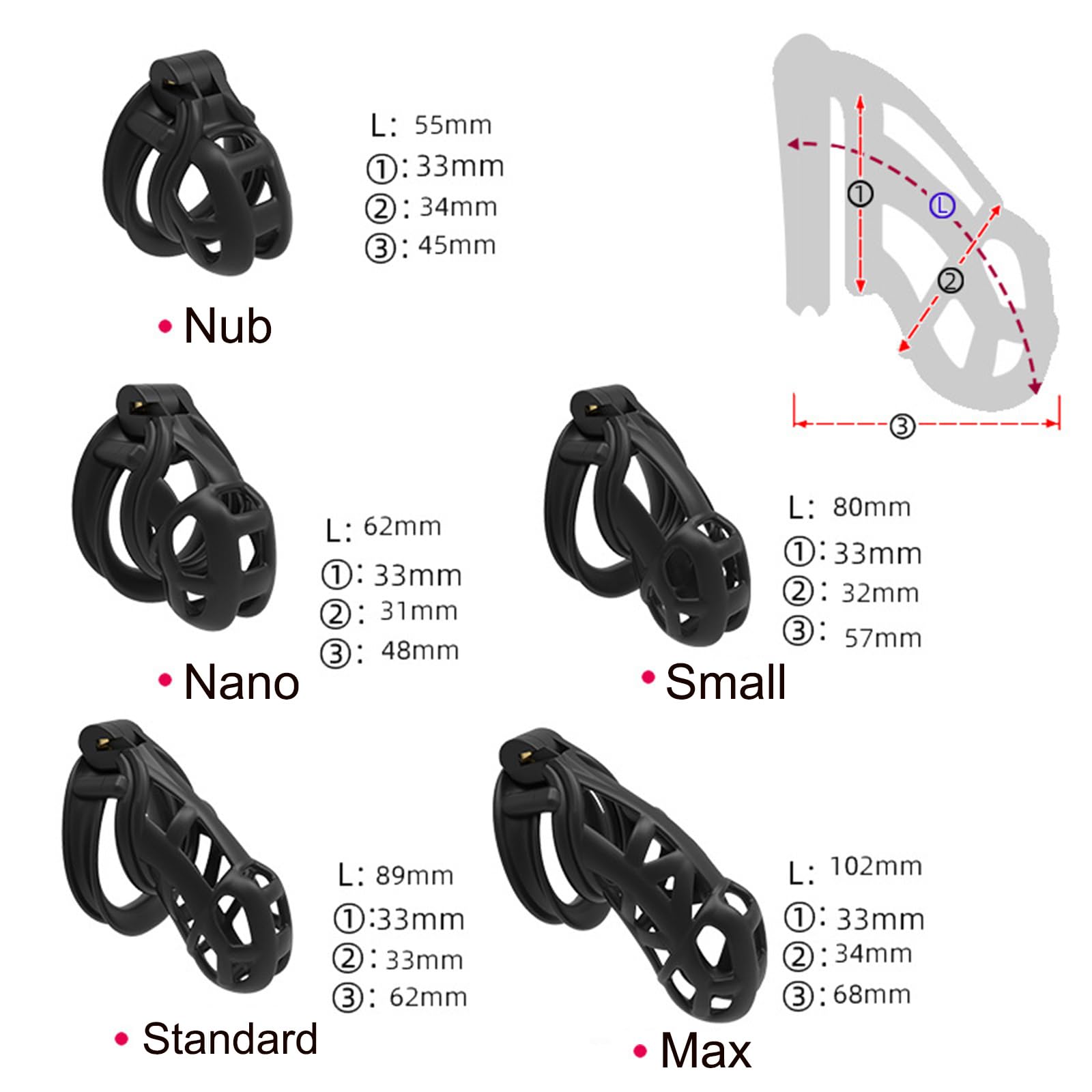 Gabbia da allenamento comoda da uomo migliorata con 4 anelli, biancheria intima speciale per adulti da uomo -ITHA16 (Nero, Nub)