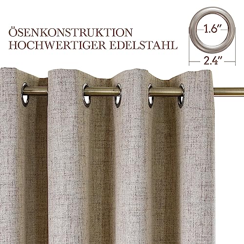 CUCRAF Leinenoptik 100% Blickdicht Vorhänge für Schlafzimmer Kinderzimmer Warme Isolation OEKO-TEX STANDARD 100