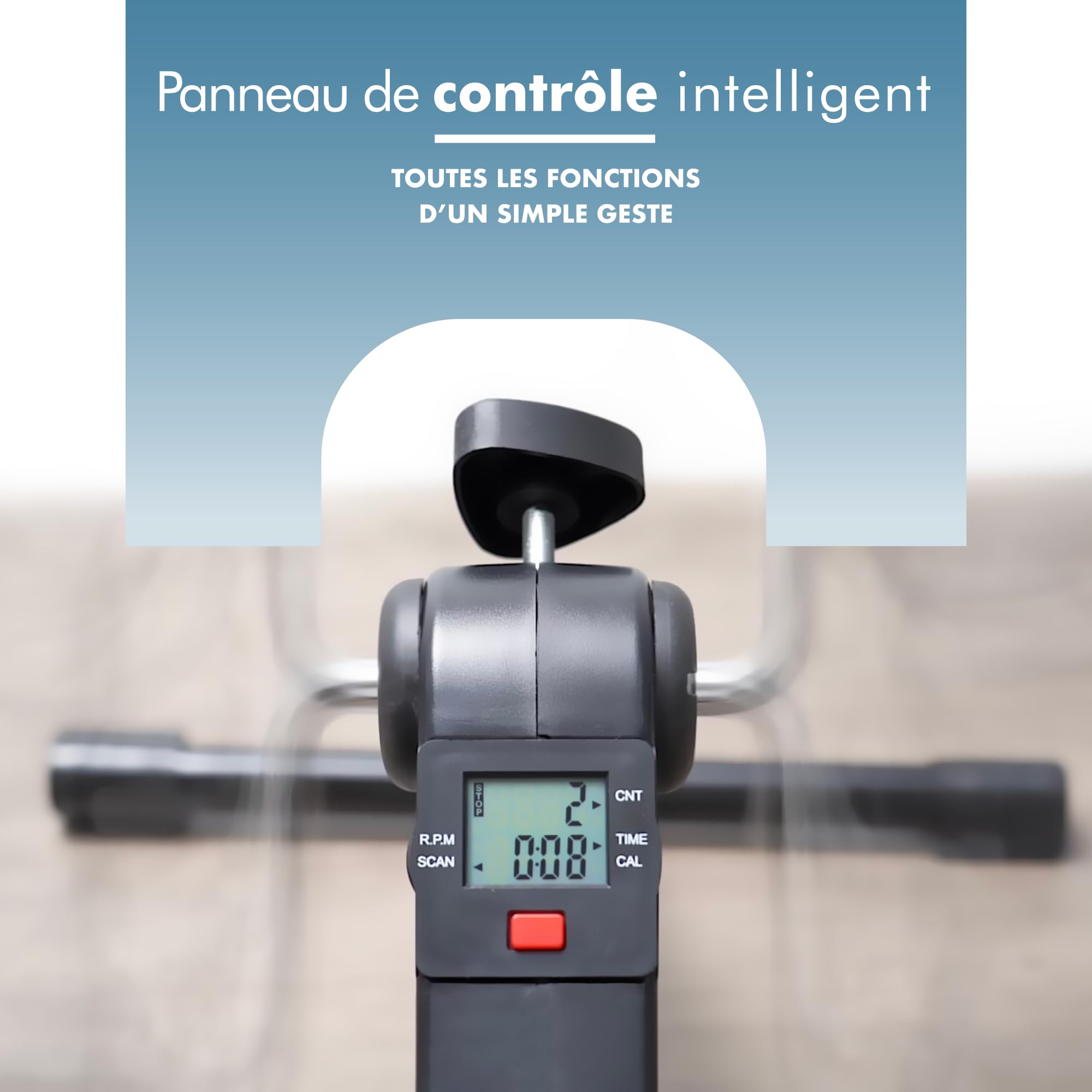 PORTENTUM Pedalier d’Appartement Senior – Pliable – Écran LCD 5 Fonctions – Mini Velo Bras et Jambes Compact avec résistance réglable – Design Portable pour Sport Maison