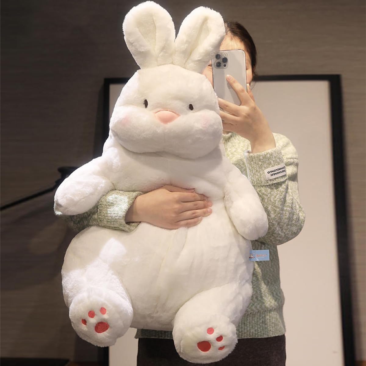 ARELUX Giant 22in Big Rabbit Plush Large Stuffed Animal Hugging Pillow: Soft Jumbo Sleeping Body Warm Fluffy Pillow Adorable Chubby Plushie Toy Gifts for Boys Girls