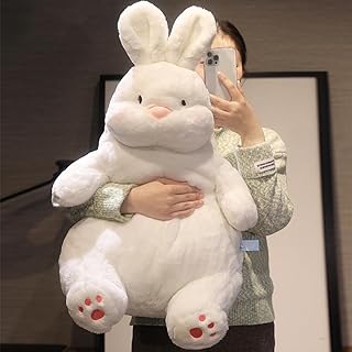 ARELUX Large Bunny Plush Stuffed Animal Hugging Pillow:Soft Giant Sleeping Body Warm Fluffy Pillow for Kids Adorable Chubby Bunny Plushie Toy Creative Gift for Girls Dormitory(23.6in)