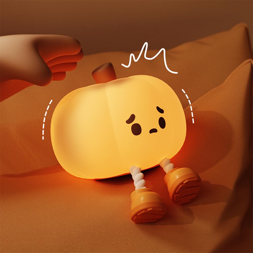 LENDIS Cute Pumpkin Silicone Night Light - Colorful, Dimmable, Rechargeable, Nursery Light for Breastfeeding, Room Decor