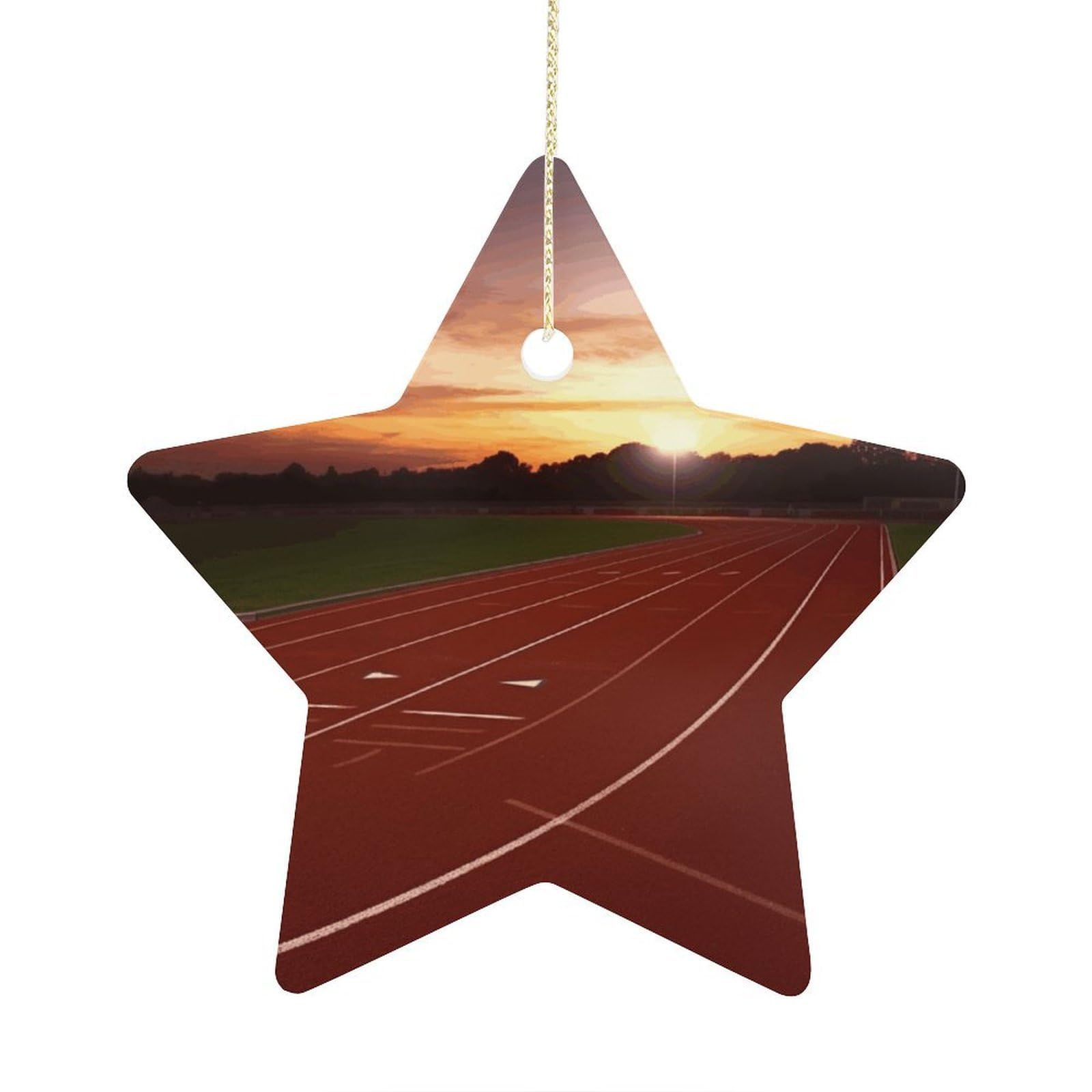 Fodpand Women's Style Dusk Running Track Ornament With String, Keepsake Hanging Decorations,Ceramic Ornaments For Men Indoor Home Holiday Party Gifts