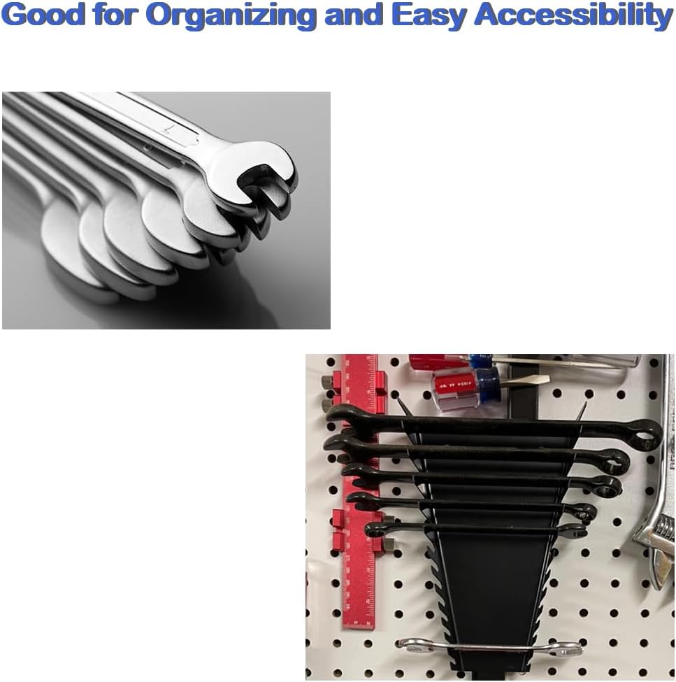 2Pack Magnetic Wrench Organizer wrench rack Tool Trays, Heavy Duty Premium Quality Wrench Holder SAE (1/4" - 1/16") and Metric (6mm-24mm)