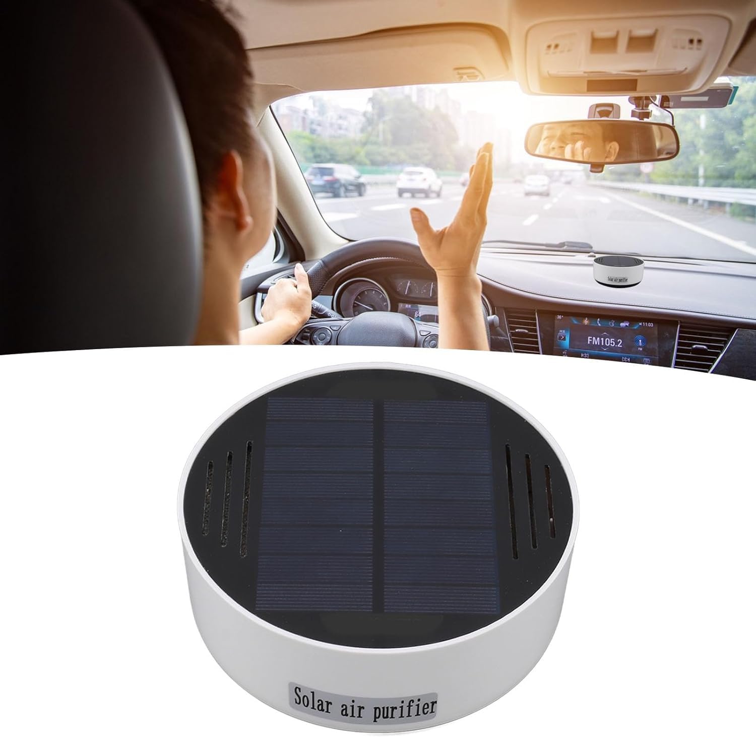 per Uso Domestico Deodorante for Ambienti, umidificatore for diffusore for Auto Aria purificata Portatile Ioni Negativi ad energia Solare for Veicolo