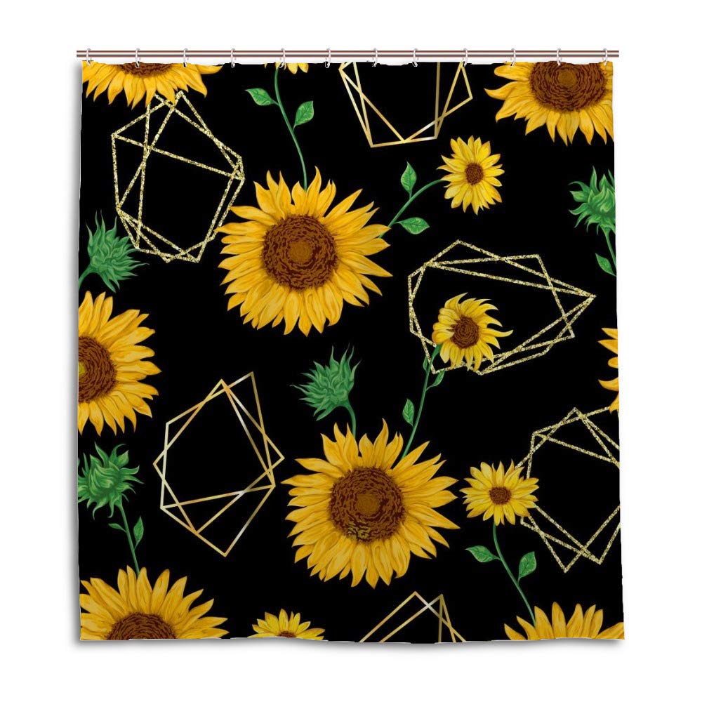 Rideau de douche tournesol imperméable grand format 66x72 pouces