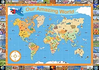 Our Amazing World Map - Children's Illustrated Map of The World - Educational Classroom Teaching Resource - Paper Laminated - (A1)