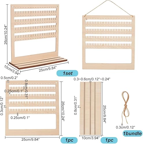 Miniatura 2 de PH PandaHall Soporte organizador de aretes, 5 capas y 90 agujeros, base de madera, organizador de joyas, soporte colgante para almacenamiento de