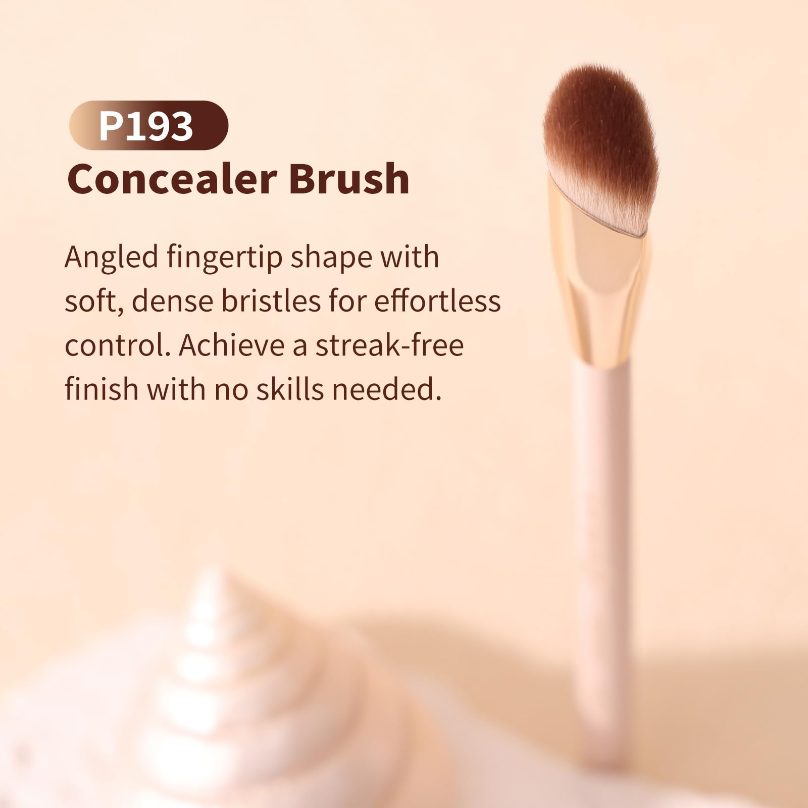 Albeaut Small Angled Concealer Brush For Under Eye Brightening, Precision Face Makeup Brush (193 concealer brush-Pink)